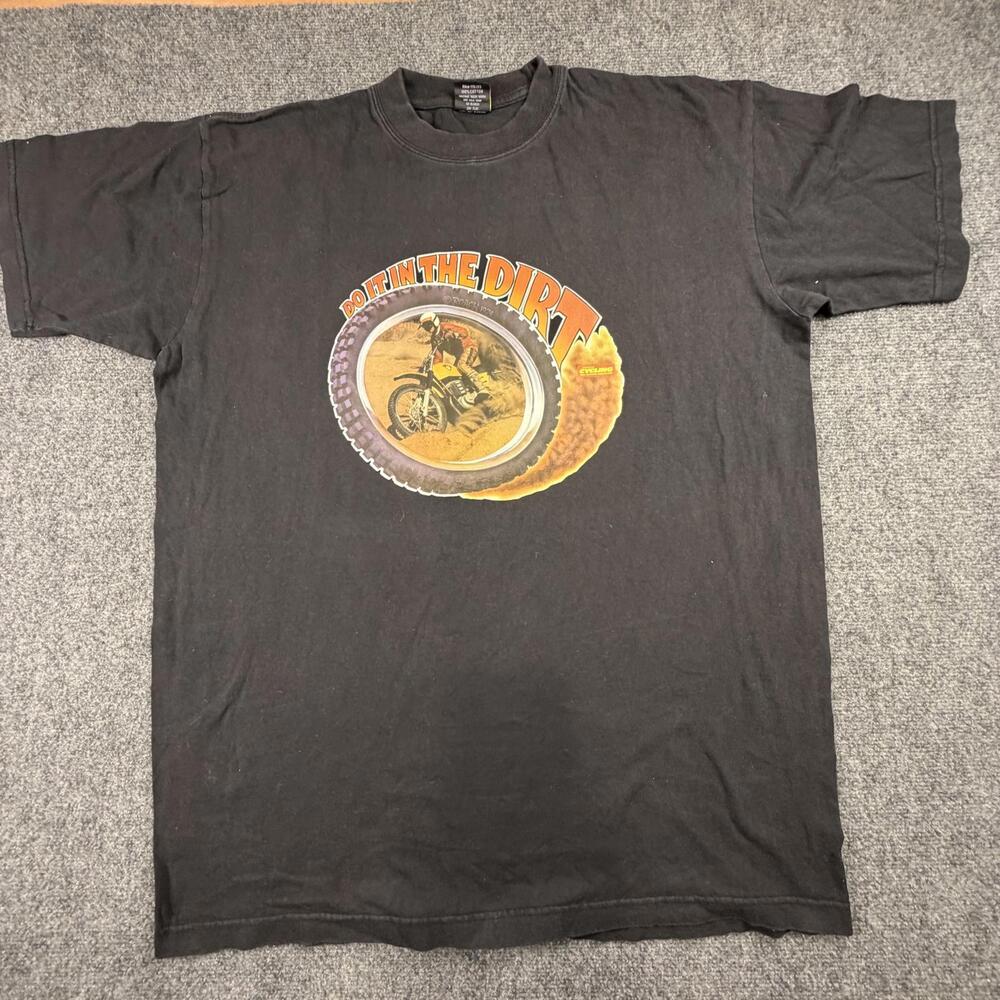Chilino Mens Black Graphic Dirt Bike Do It In The Dirt T-Shirt 3XL Motocross Tee